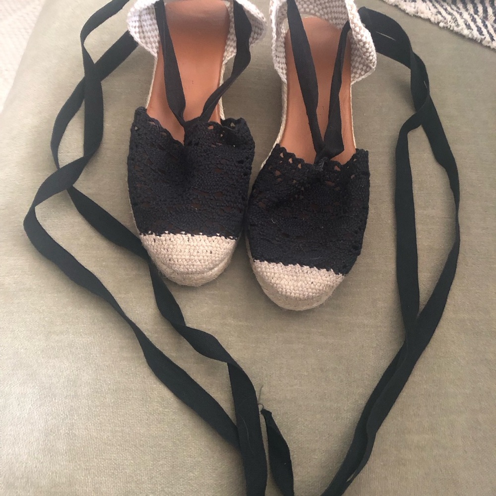 Black and White Espadrille Wedge
